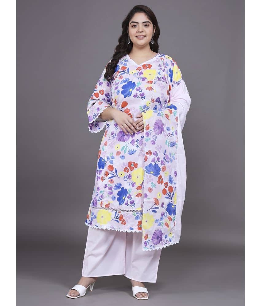 Tissu Cotton Printed Kurti With Palazzo Women's Stitched Salwar Suit - Multicolor ( Pack of 1 )