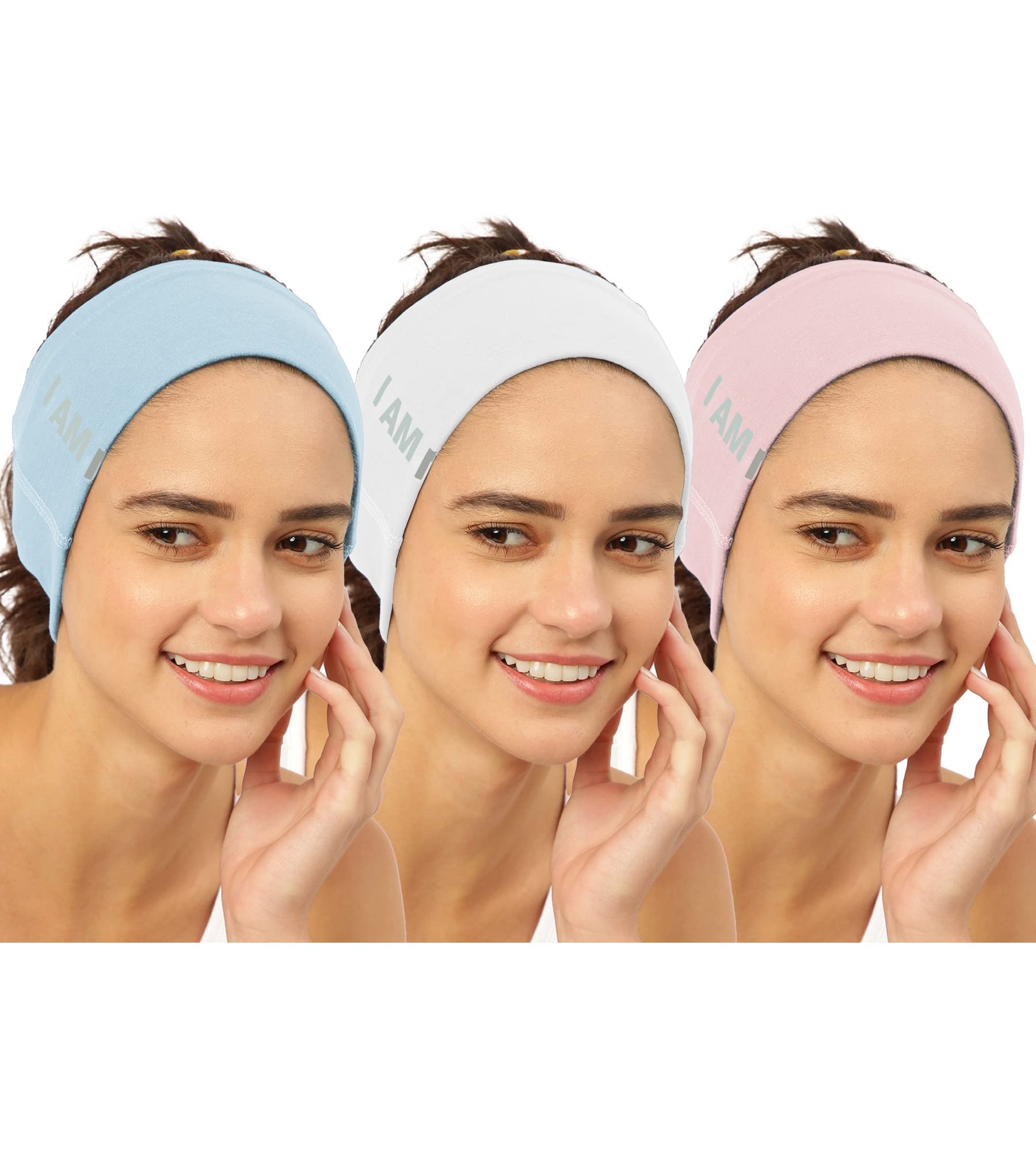 FREECULTR Unisex Bamboo Bandana, Anti Microbial Super Soft & Comfort Fit, Breathable Multipurpose Headband, Face Mask for Dust Protection and Sun - Size Printed Pack of 3-Chalk Blue, White, Peach