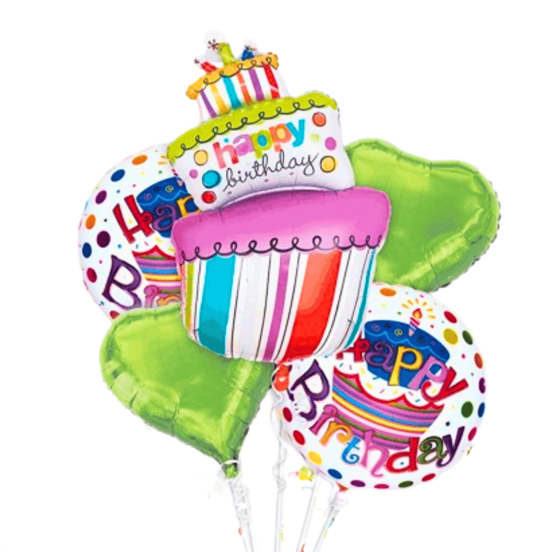 Happy Birthday Triple Layer Cake Balloon Set of 5 - Helium Filled