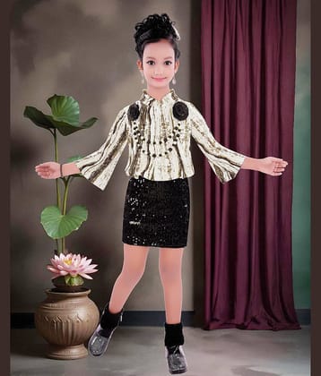 9stiches Cotton Blend Dress For Girls ( Pack of 1 , White & Black )