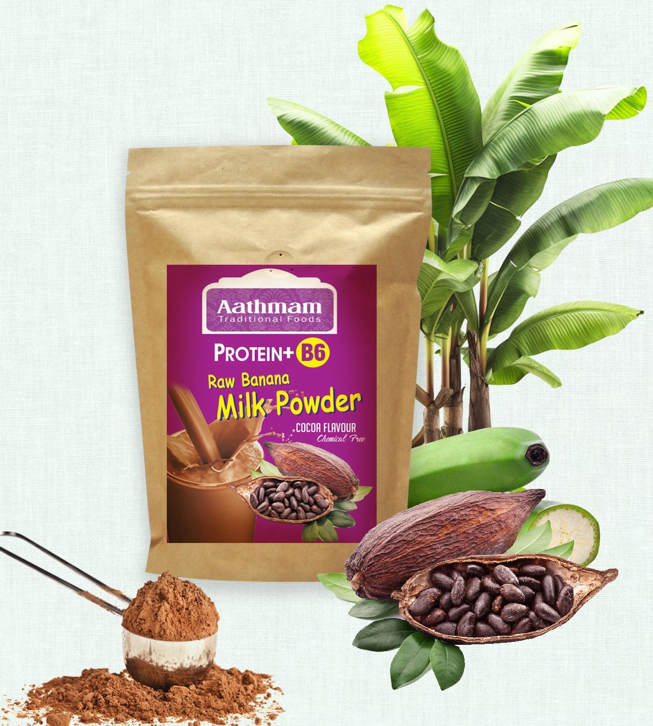 Aathmam Traditional Foods Protein Plus Raw Banana Milk Powder (Cocoa Flavour) 100 Gms