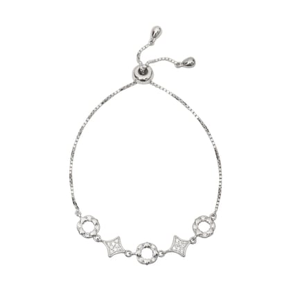 925 Sterling Silver Adjustable Bracelet with Cubic Zirconia Geometric Charms | Elegant Slider Bracelet for Women 925 Sterling Silver Adjustable Bracelet with Cubic Zirconia Geometric Charms | Elegant Slider Bracelet for Women