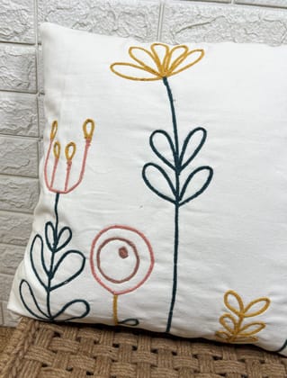 Indihomecraft White and Yellow Tufted Embroidered Cushion Cover Hand Craft Inspired Decorative Boho Cushion Cover for Sofa Couch Swing Chair Living Room & Bedroom 18 x 18 Inches, Pack of 1 Indihomecraft White and Yellow Tufted Embroidered Cushion Cover Hand Craft Inspired Decorative Boho Cushion Cover for Sofa Couch Swing Chair Living Room & Bedroom 18 x 18 Inches, Pack of 1