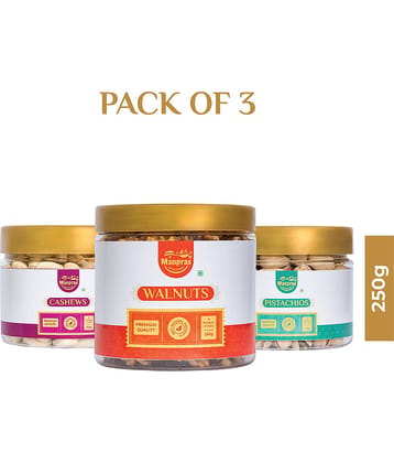 Manpras Premium Dryfruit Combo Cashew250g,Pista200g,Walnut250g Each.