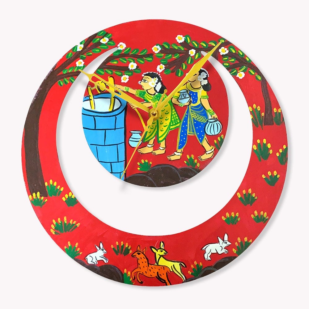 Cheriyal Painting on Moon Clock DIY Kit by Penkraft