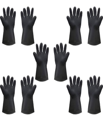 Black Rubber Waterproof, Reusable Multi-Purpose Cleaning Glove Black Cleaning Kit For