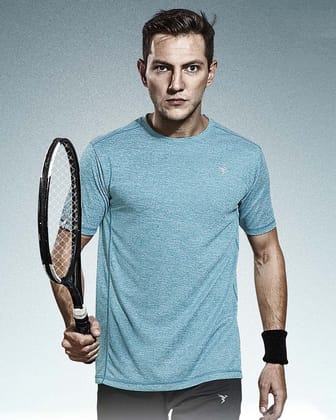 TechnoSport Crew Neck Half Sleeve Dry Fit T Shirt for Men OR-40 (Sky Blue)-M