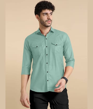 VTEXX Cotton Blend Regular Fit Solids Full Sleeves Men's Casual Shirt - Turquoise ( Pack of 1 )