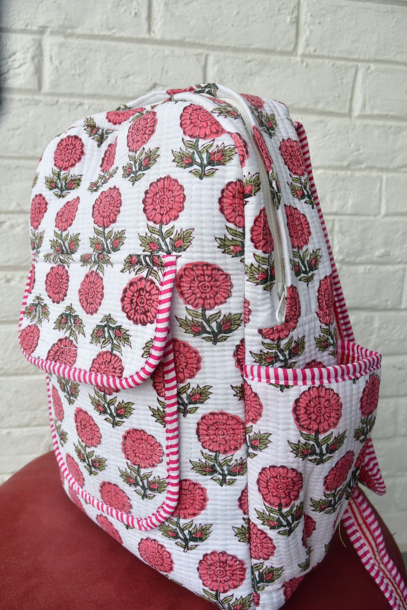 Pink Floral Buti Backpack : Durable & Eco-Friendly