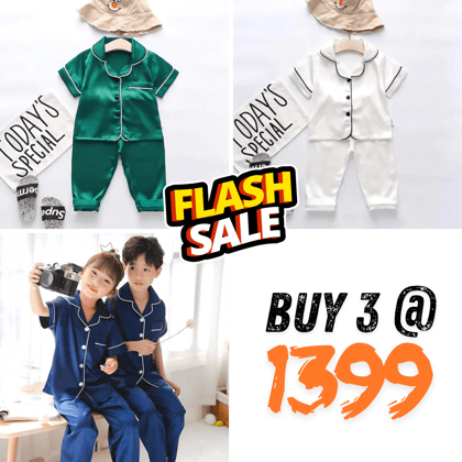 3 NIGHT SUITS COMBO FOR BOYS AND GIRLS(WHITE GREEN BLUE)-1-2 YEARS