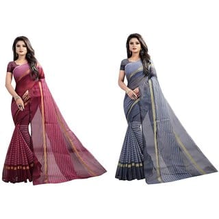 SVB Multicolour Art  Silk Saree With Blouse Piece
