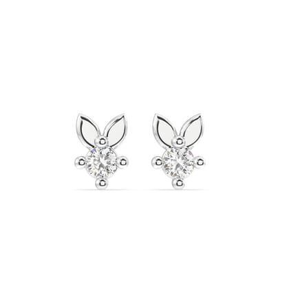 Minimal bunny rabbit zirconia stud - Pair-Rhodium