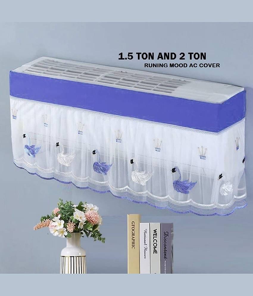 Sahaj Creation Single Poly-Cotton Blue AC Cover for 1.5 Ton Split AC