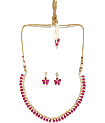 Sunhari Jewels - Pink Alloy Necklace Set ( Pack of 1 )