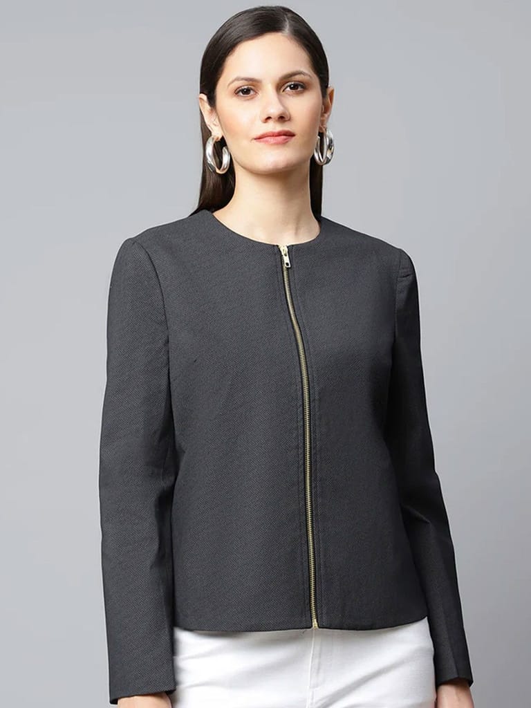 Black Textured Bomber Jacket - Jackets & Coats | Buy online on ZillyBuy