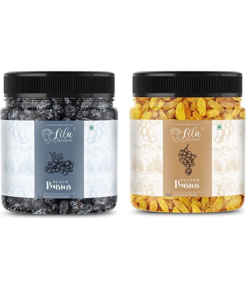 Lila Dry Fruits Green Raisin (250gm) & Black Raisin(250gm) Combo | Kishmish Kali Dakh Combo