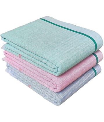 Mk weaves Cotton Self Design Below 300 -GSM Bath Towel ( Pack of 3 ) - Multicolor