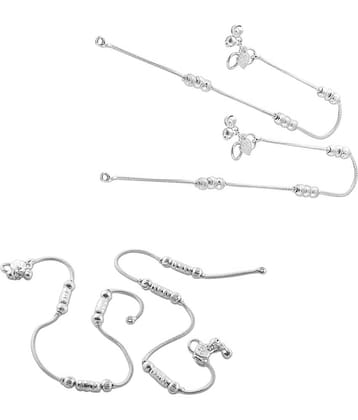HEER COLLECTION - Silver Anklets ( Pack of 2 )