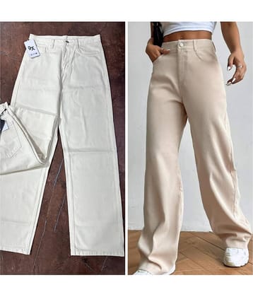 9x denims Women's Baggy Fit High-Rise Jeans ( Cream )