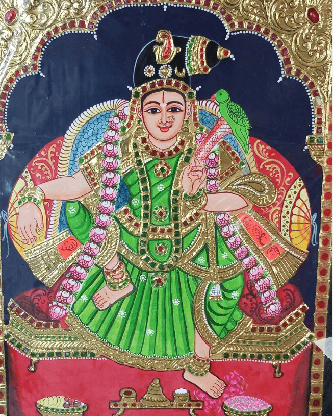 Sri Andal Tanjore painting By Authentic Handcrafting Method (Size 18x14)