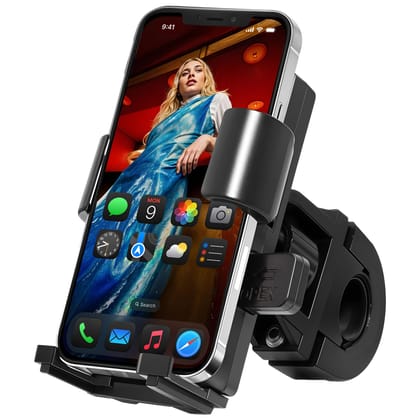 ZEBRONICS BMH110, Bike Smartphones Mobile Holder, Upto 6.1 Inches, 360 Rotatable, One Press Lock and Release, Stable and Secure, Anti-Skid Silicone Pads, Cable Management, for Maps & Navigation ZEBRONICS BMH110, Bike Smartphones Mobile Holder, Upto 6.1 I