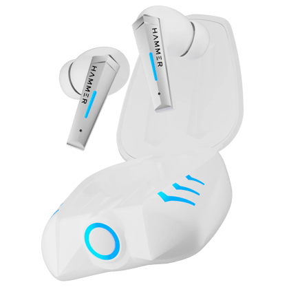 Hammer Arcade True Wireless Gaming Bluetooth Earbuds with RGB Lights and 50ms Low latency Hammer Arcade True Wireless Gaming Bluetooth Earbuds with RGB Lights and 50ms Low latency - White