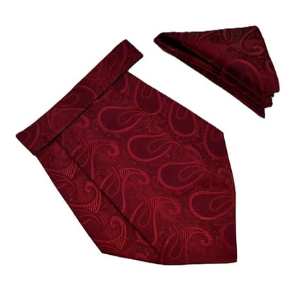 VOICI France Mens Paisley Cravat ascot NeckTie Pocket Square Microfiber Fabric Free Size-Dark Red VOICI France Mens Paisley Cravat ascot NeckTie Pocket Square Microfiber Fabric Free Size-Dark Red