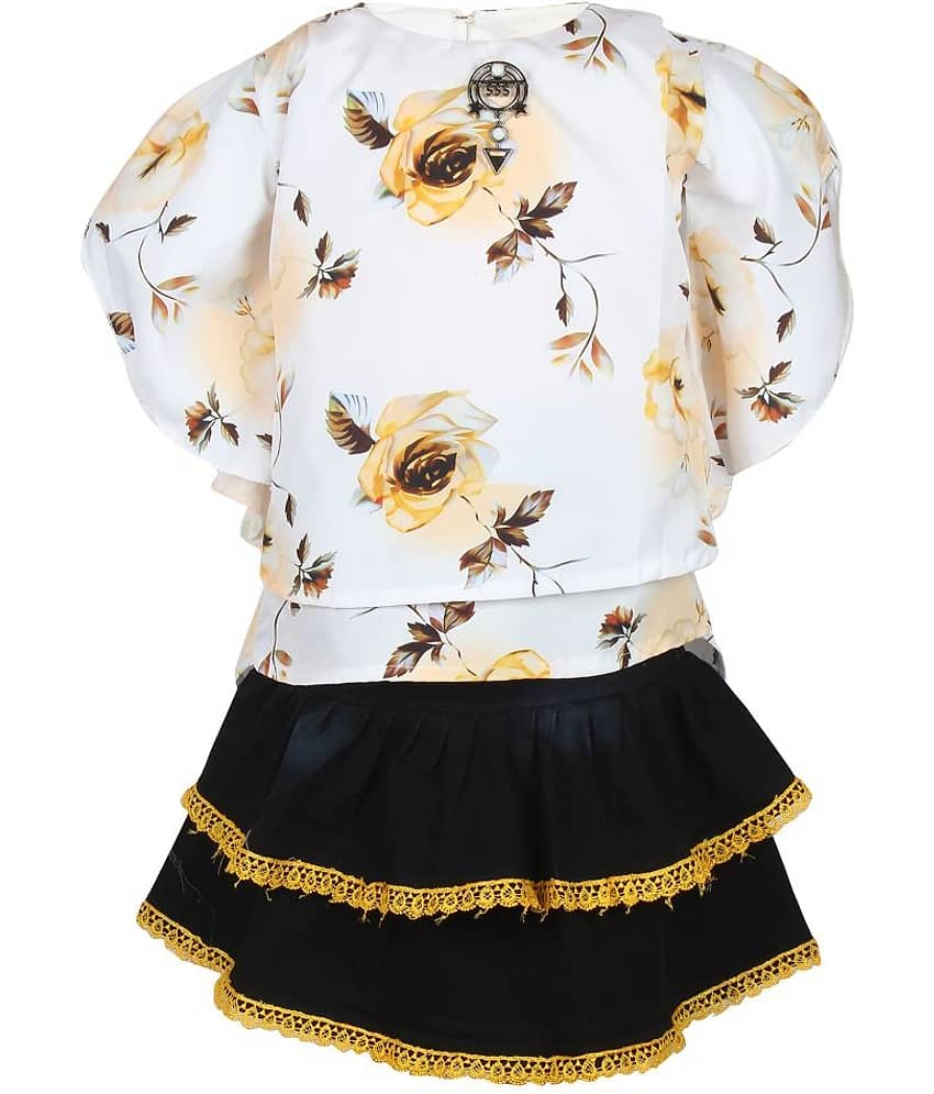 Arshia Fashions Pack of 1 Girls Cotton Blend Top With Skirt ( Yellow )