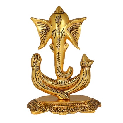 DreamKraft White Metal Ganesh Showpiece Idol for Home Decor and Gift (13x8.5x17 cm)