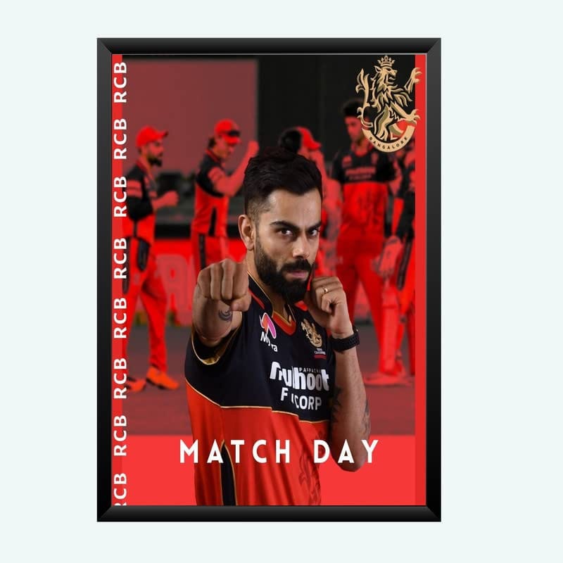 Nokkes Cricket IPL Virat kholi RCB Royal Challangers Team Photo Frame 8X12 Inch Size Photo Frame Photo Home Office_msd5