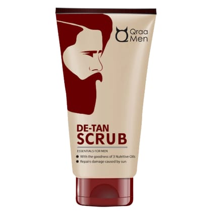 Qraa Men De-Tan Scrub For Men, Skin Brightening & Lightening, Blackhead & Dirt Removal, Tan Removal Face Scrub 100gm