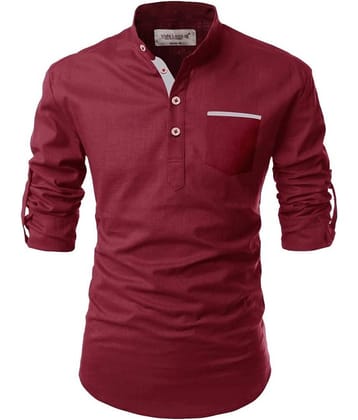 Vida Loca Maroon Cotton Blend Men's Shirt Style Kurta ( Pack of 1 )