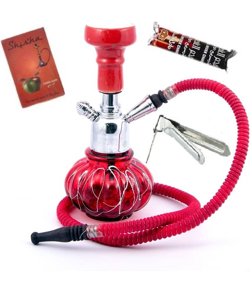 Metalmastery Red 20 cm Glass Table Hookah - Pack of 1