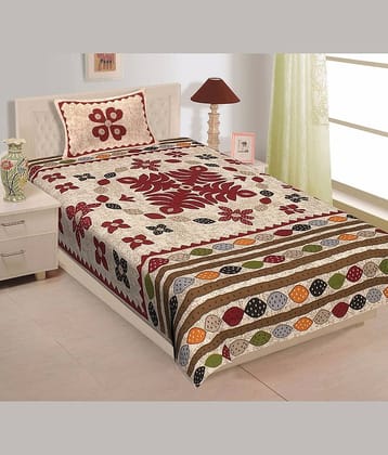 ABHACLOTHO Cotton 1 Single Bedsheet with 1 Pillow Cover ( Multicolor )