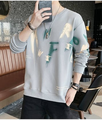 FABRIPPLE Polyester Regular Fit Printed Full Sleeves Men's Round T-Shirt - Black ( Pack of 1 )