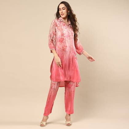 Seafoam Pink Color Muslin Kurta Set-XS