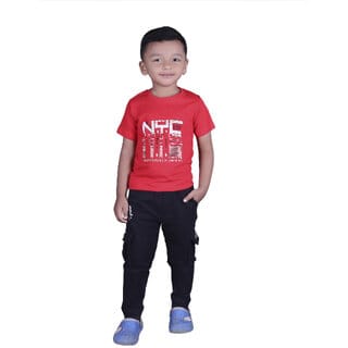 Kid Kupboard Cotton Boys T-Shirt, Red, Half-Sleeves, 6-7 Years KIDS7047