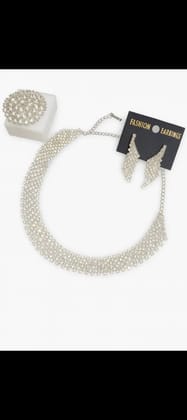 Luxury Silver Crystal Choker Necklace Set with Earrings | Sparkling Crystal Stones | Wedding & Party Wear