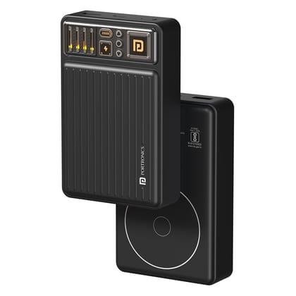 Portronics Luxcell Wireless Mini 20K 20000mAh 15W Magnetic Wireless Fast Charging Power Bank (Black)
