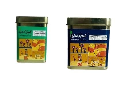 Rural Roots Chamomile Mint Cinnamon Green Tea & Herbally rejuvenating Detox Green Tea with Moroccan Mint (40g) Pack of 2