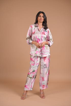 Printed Satin Co-Ord Set-XS
