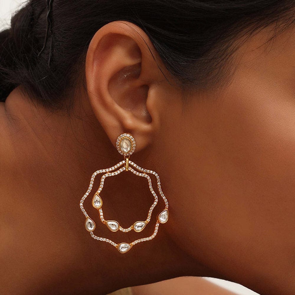Silver Zircon Twirly Earring