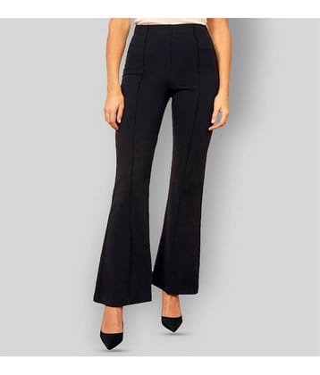 Leavess Women Cotton Blend Casual Trousers ( Black )