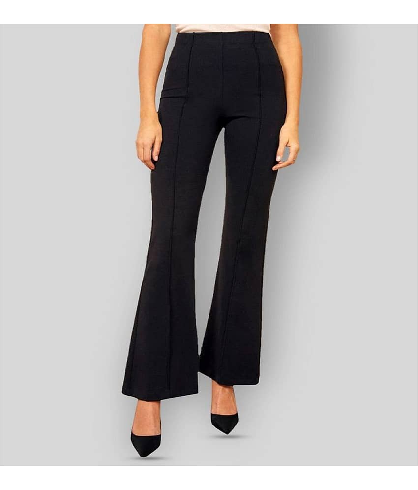 Leavess Women Cotton Blend Casual Trousers ( Black )