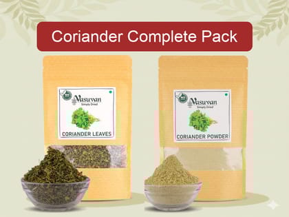 Vasuvan Coriander Complete | Dried Coriander Leaves (50g) + Coriander Powder (100g)