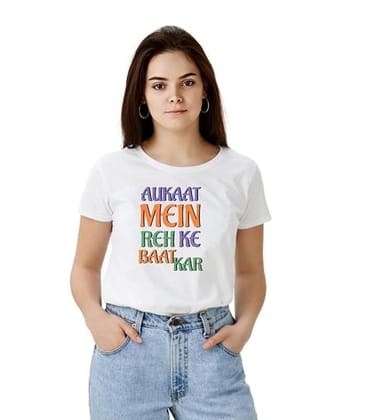 Women's Polyester Solid Printed Round Neck Half Sleeve T-Shirt (White, M)-PID55652