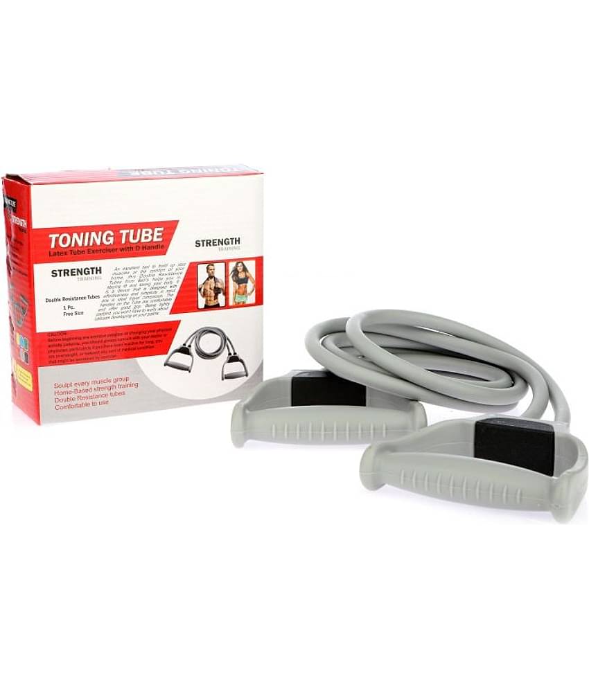 Manogyam Double Toning Tube Full Body Home Gym Resistance Tube Resistance Tube (Grey)