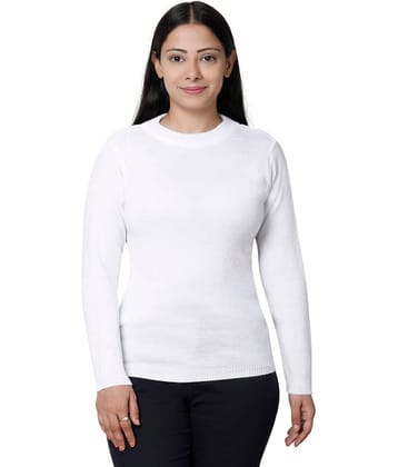 IndiWeaves Woollen Round Neck Women's Pullovers - White ( Single )