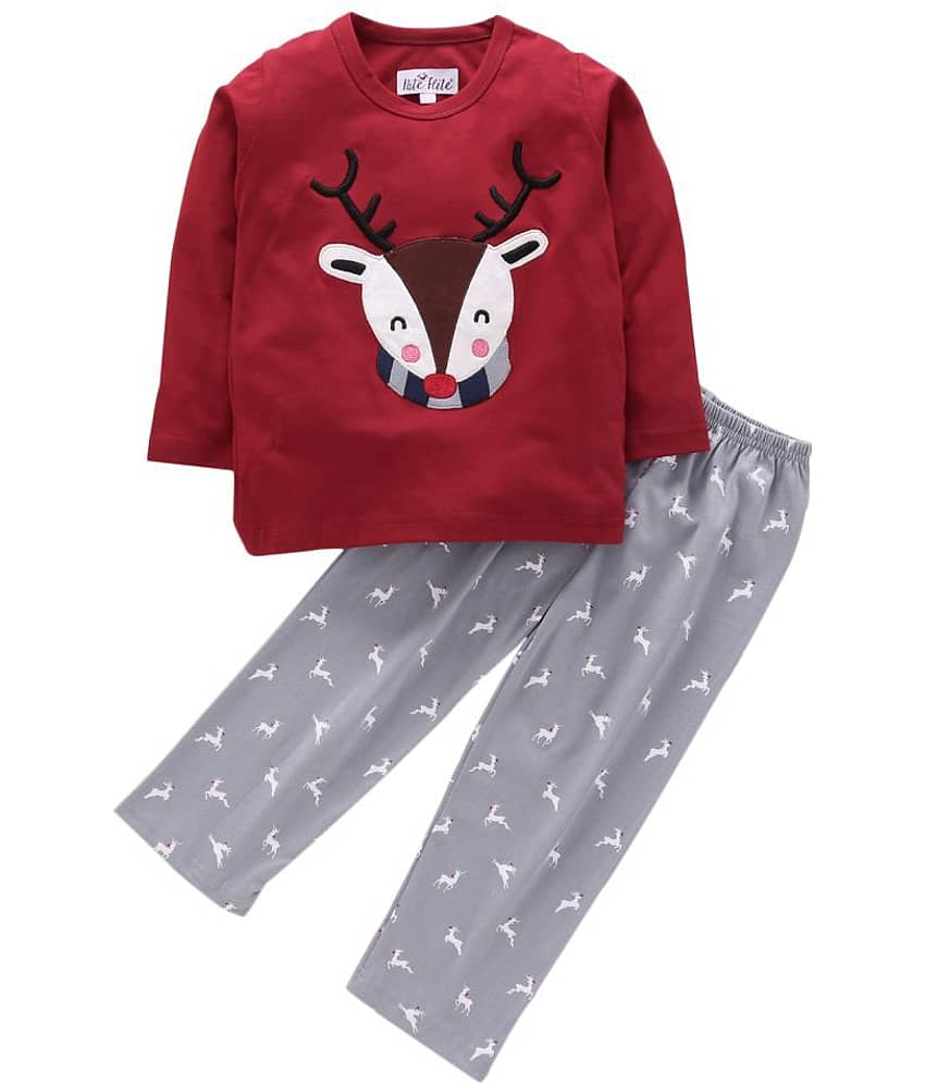 Nite Flite Pack of 1 Boys 100% Cotton Nightsuit Set ( Multi Color )