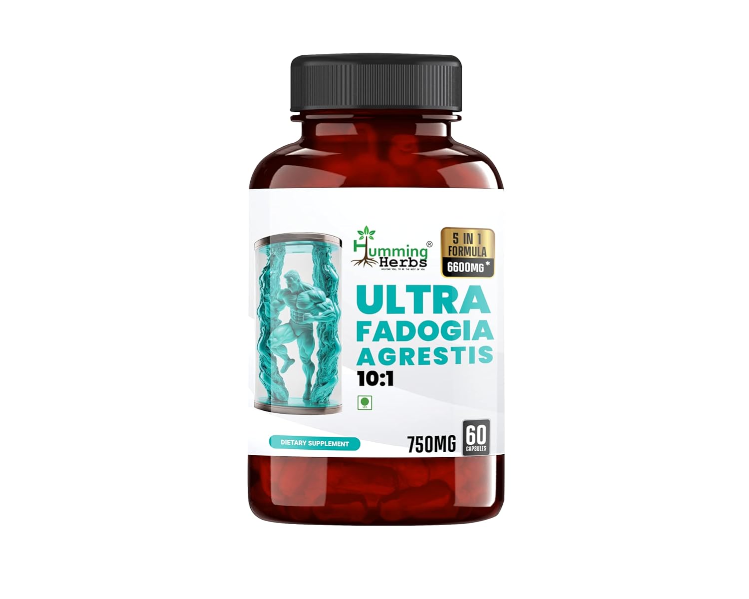 Humming Herbs Ultra Fadogia Agrestis 6600MG | Tongkat Ali, Maca Root Extract, 6 in 1 Formula, 60 Capsules